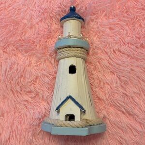 Blue + white light up lighthouse